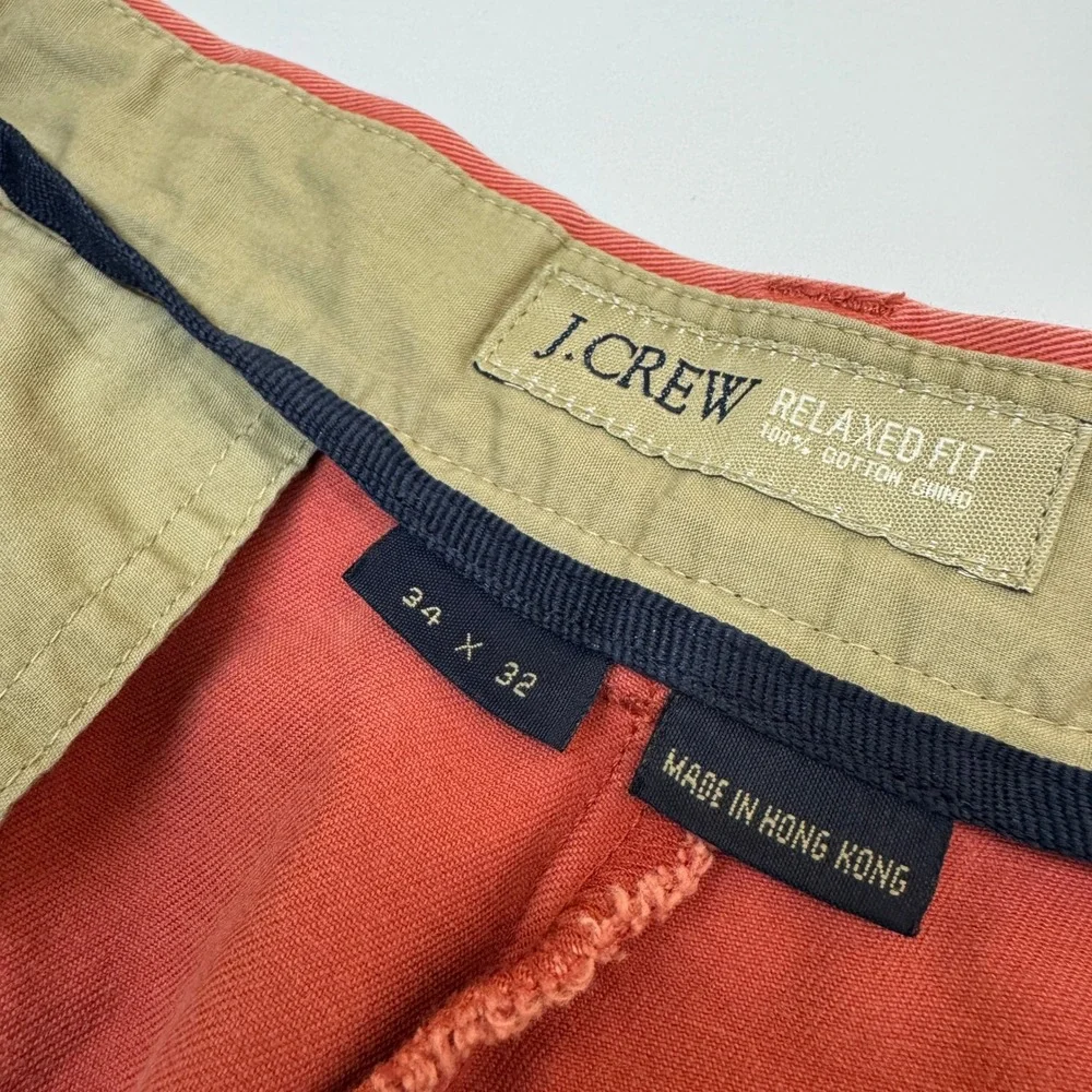 J Crew Pants Mens 34x30 Red Orange Chino Relaxed Fit Preppy Gorpcore Hong Kong